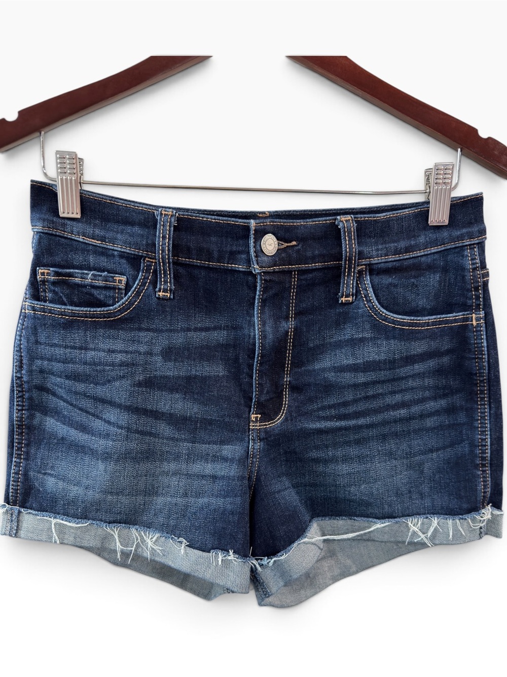 Hollister Dark Blue Rolled Hem Denim Shorts